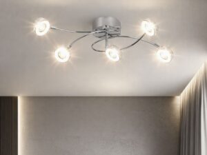 Miniaturka 1 - Plafon Dorida z pięcioma ciepło świecącymi reflektorami LED na suficie