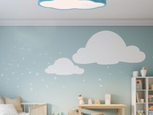 Miniaturka 1 - Plafon Elavia niebieska chmurka LED w aranżacji pokoju dziecięcego
