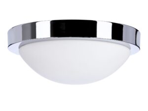 Miniaturka 1 - Plafon Elvetona chromowany IP44 z białą szklaną półkulą