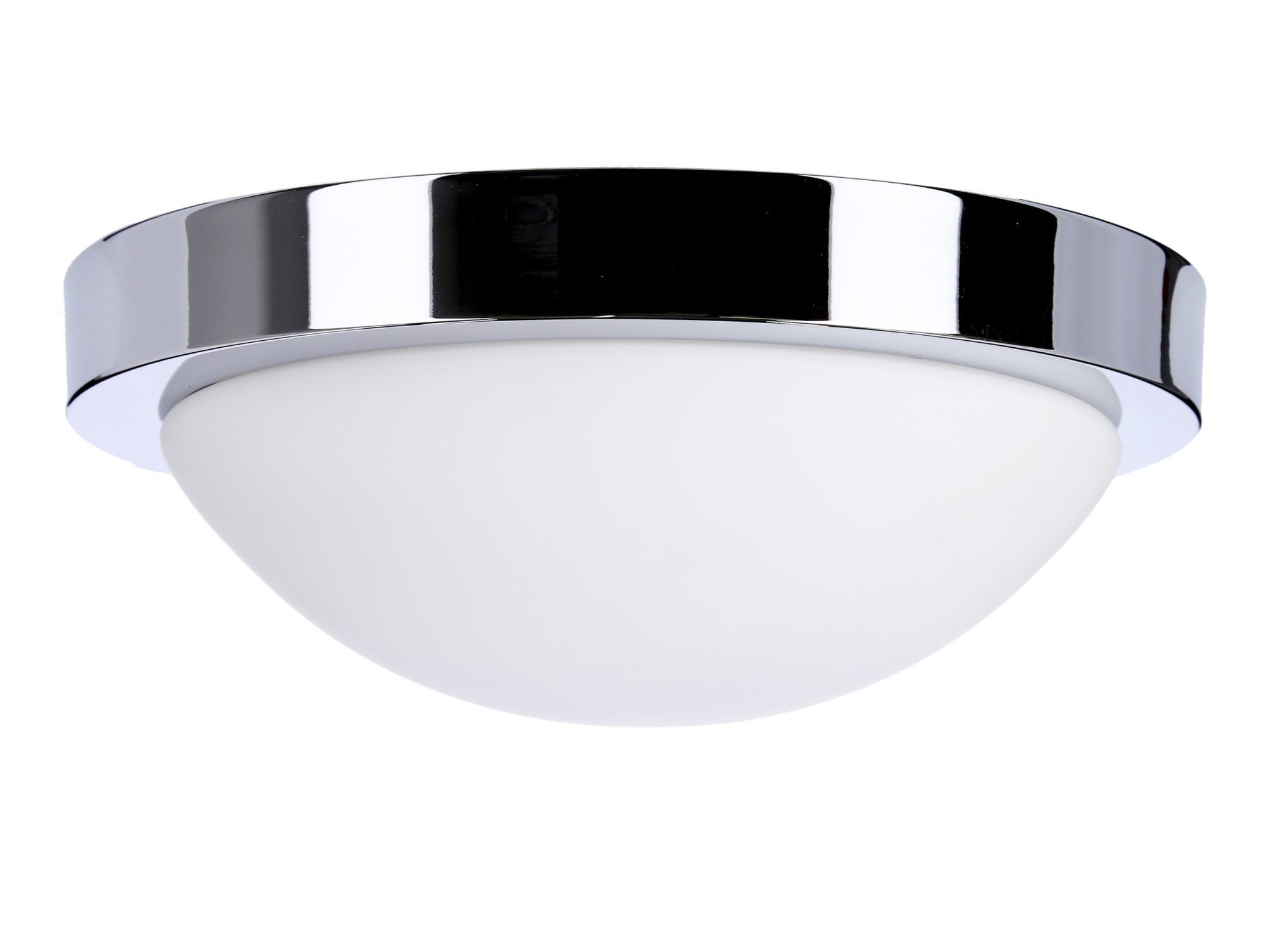 Plafon Elvetona chromowany IP44 z białą szklaną półkulą