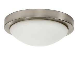 Miniaturka 1 - Plafon Elvetona z białym kloszem i metalową obręczą w satynowym niklu