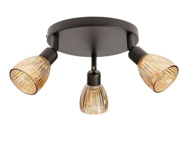 Plafon Everena czarny 48 cm z bursztynowymi kloszami