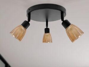 Miniaturka 1 - Plafon Everena czarny 48 cm z bursztynowymi kloszami – zdjęcie 2