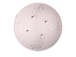 Miniaturka 2 - Plafon Fenemio srebrny 30 cm ze szklanym kloszem, ornamentem i bezbarwnymi kryształkami
