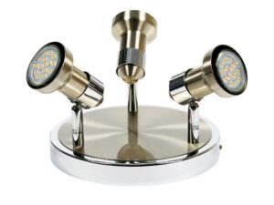 Miniaturka 3 - Plafon Fenisona nikiel satynowy i chrom z trzema reflektorami GU10 na białym tle