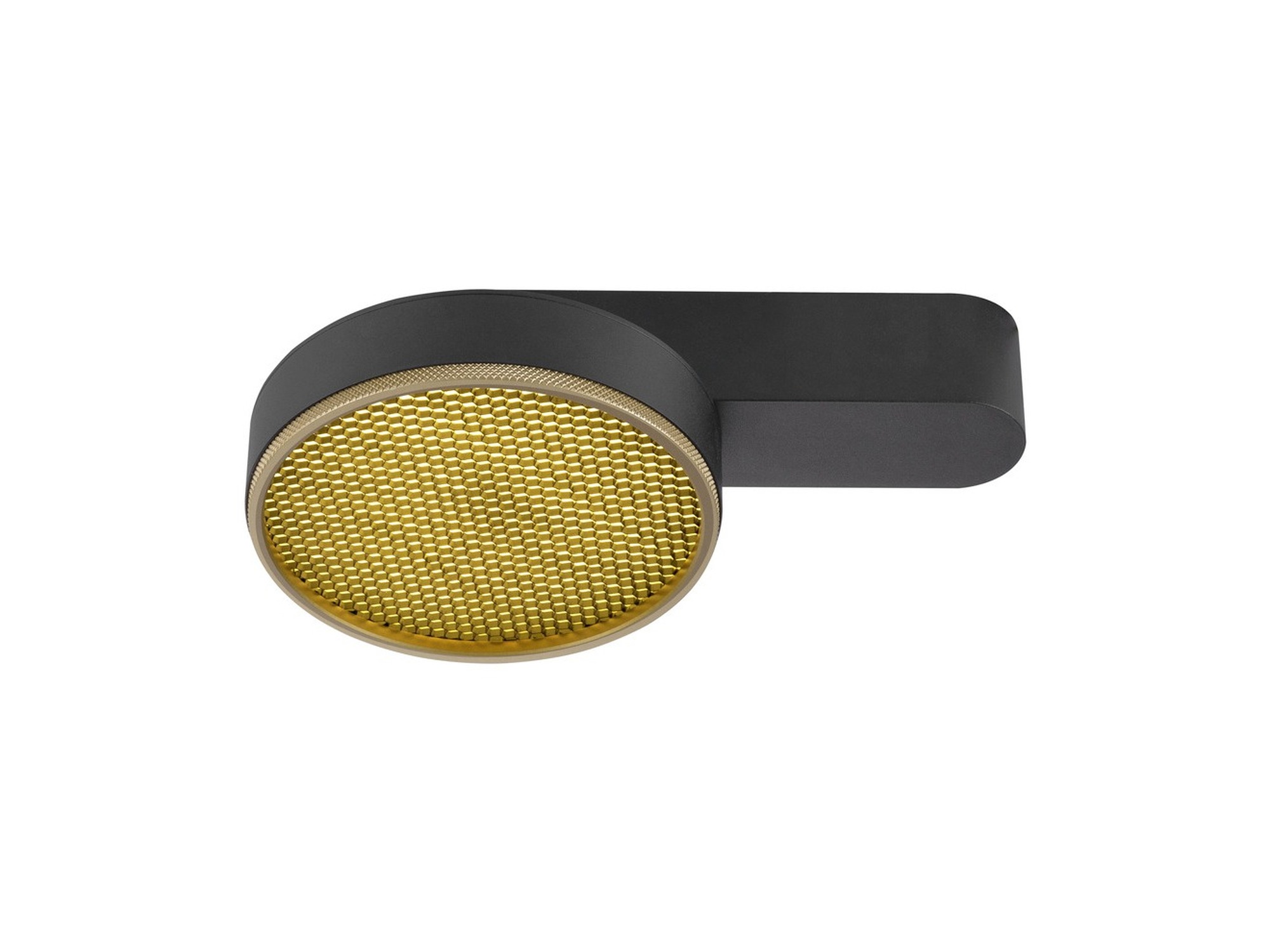 Natynkowa lampa LED Grip Flat czarna z widoczną wkładką typu plaster miodu