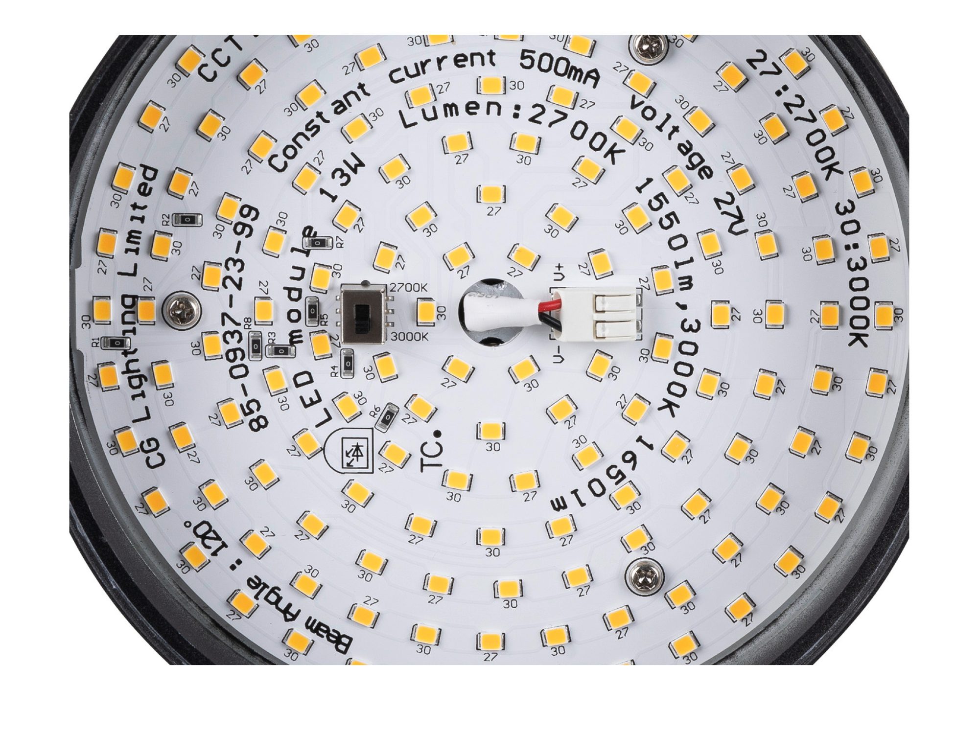 Moduł LED w oprawie Grip Flat czarnej, detal źródła światła