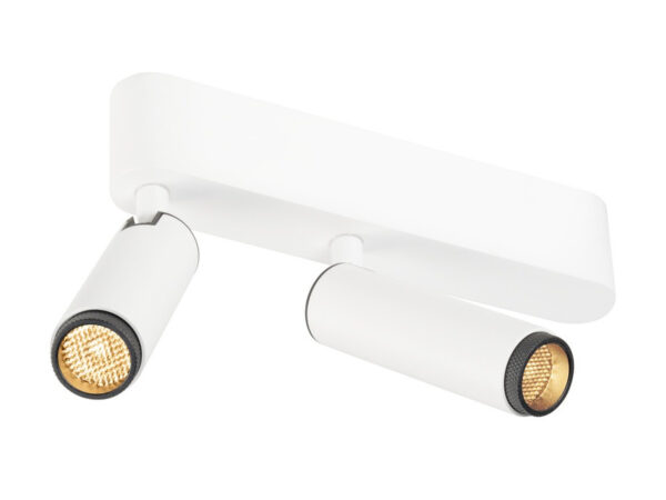 Lampa sufitowa Grip S podwójna, biała i czarna, na białym tle