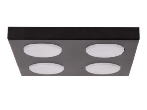Miniaturka 1 - Czarny plafon Hero 4 z czterema okrągłymi oprawkami GX53 na białym tle