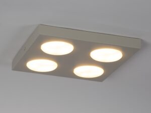 Miniaturka 5 - Plafon Hero 4 w szarym beżu z czterema zapalonymi oprawkami GX53 na suficie