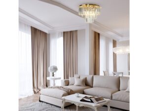 Miniaturka 2 - Złoty plafon Ilvirela 45 cm w eleganckim jasnym salonie