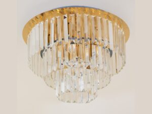 Miniaturka 6 - Złoty plafon Ilvirela 45 cm ukazany z ukosa ze stopniowanymi kryształami