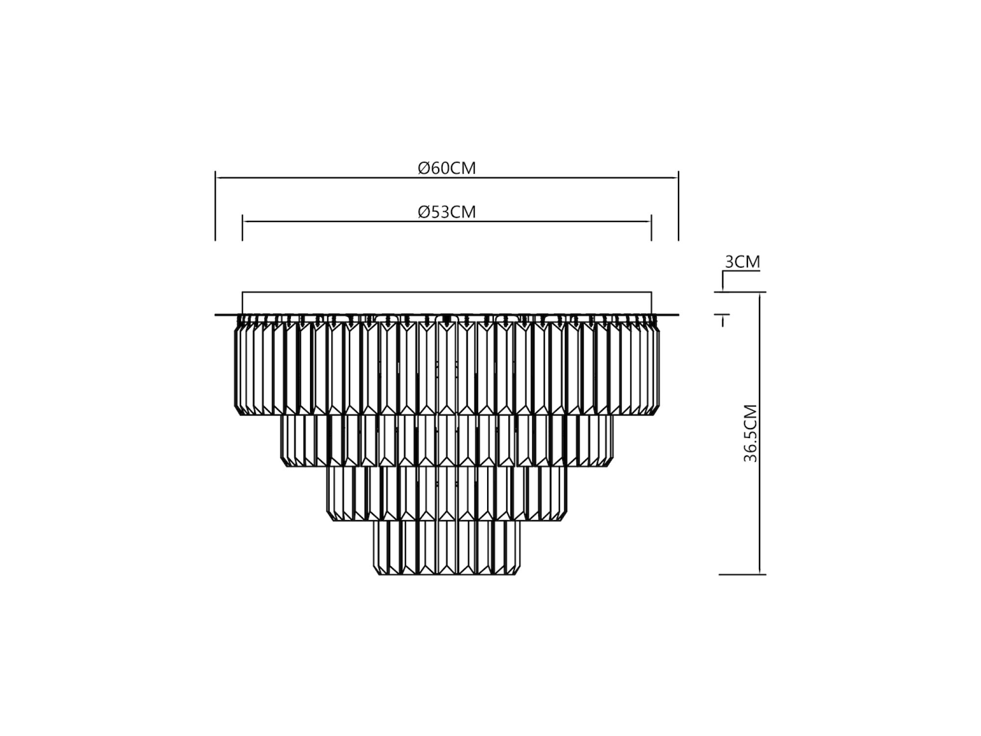 Schemat plafonu Ilvirela 60 cm i wysokości 36,5 cm