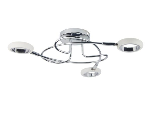 Plafon Isiria LED chrom z trzema białymi reflektorami na ramionach