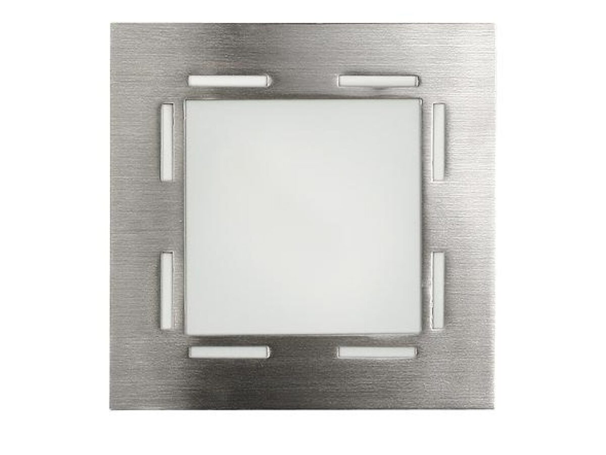 Plafon Isolano kwadratowy 19 cm nikiel mat z białym szkłem