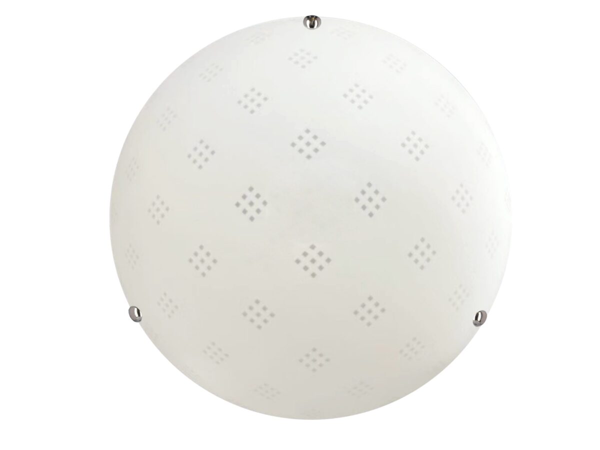 Plafon szklany Kalemia 30 cm biały z wzorem chrom