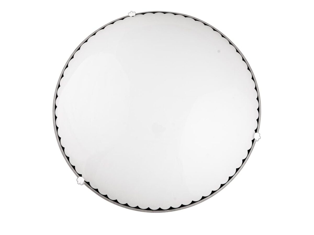 Plafon Koredia ze szklanym kloszem 30 cm biały z czarnym wzorem