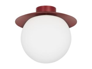Miniaturka 1 - Burgundowy plafon KUUL C z kulistym białym kloszem