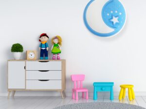 Miniaturka 2 - Niebieski plafon Amedeta z księżycem i gwiazdami w pokoju dziecięcym