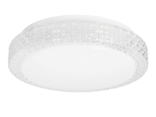 Plafon LED Camolano biały 27 cm z przezroczystą fakturowaną obręczą
