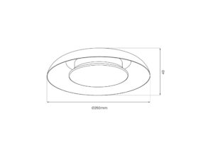 Miniaturka 5 - Rysunek wymiarowy okrągłego plafonu LED CCT 15 W o średnicy 25 cm