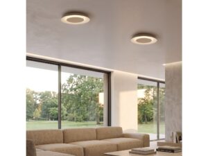 Miniaturka 4 - Dwie beżowe lampy sufitowe LED CCT 15 W zamontowane w salonie