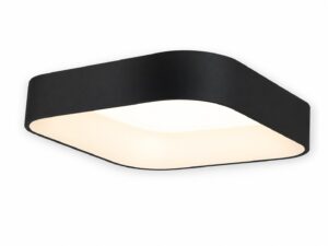 Miniaturka 1 - Czarny plafon LED Elemina 40 W z zaokrąglonymi narożnikami i jasnym dyfuzorem