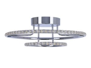 Miniaturka 4 - Plafon LED Elvodira 40 cm w chromie z dwoma pierścieniami i kryształkami