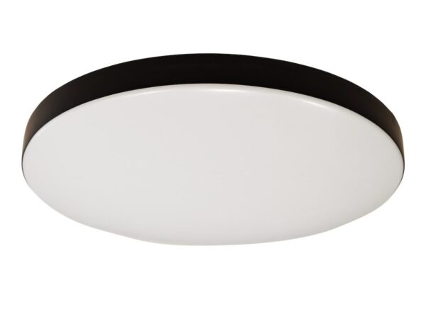 Czarny plafon Emitira LED 15 W o średnicy 33 cm, cały produkt na białym tle