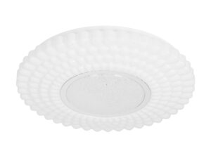 Miniaturka 2 - Plafon LED Evonira z białym fakturowanym kloszem i chromowanym środkiem