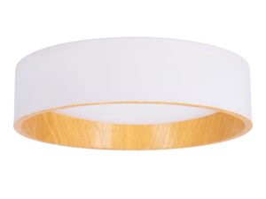 Miniaturka 3 - Biały plafon LED Fenaso 40 cm z obrzeżem w kolorze jasnego drewna