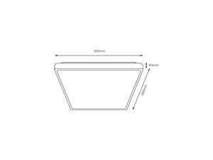 Miniaturka 6 - Rysunek wymiarowy plafonu LED Ilinira 17 W: 33 na 33 na 6 cm