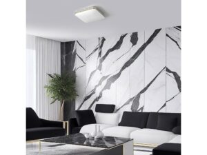 Miniaturka 8 - Plafon LED Ilinira 17 W w salonie z czarno-białym wyposażeniem