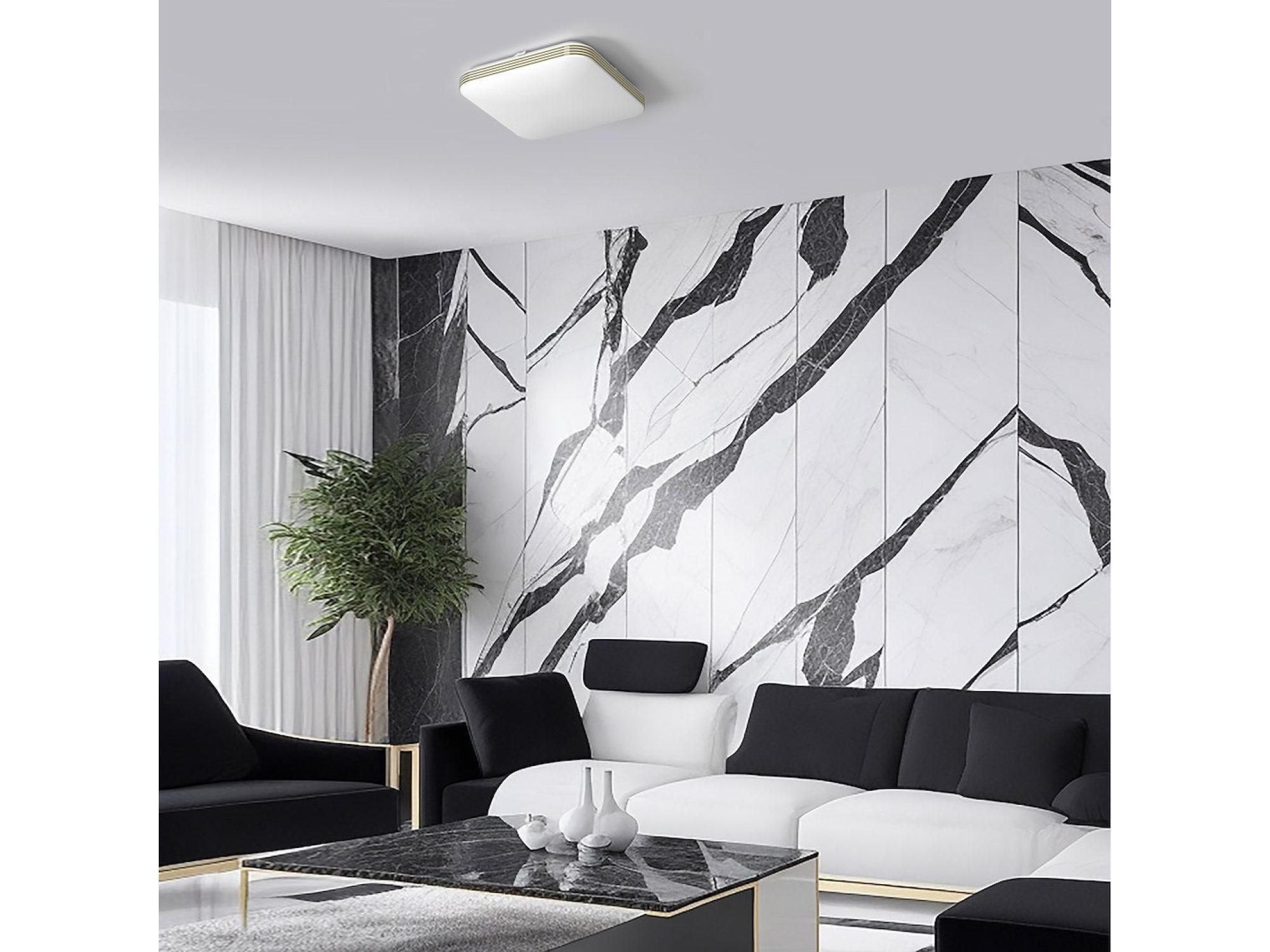 Aranżacja salonu z większym plafonem LED Ilinira 17 W