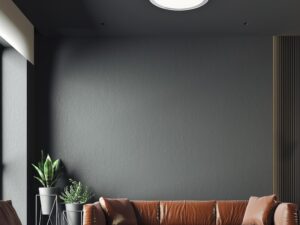 Miniaturka 3 - Biały plafon LED Isirina świecący w pomieszczeniu