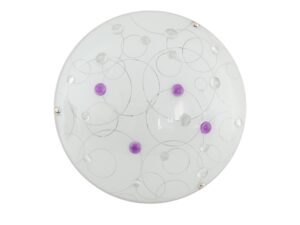 Miniaturka 2 - Plafon LED Kaladino 30 cm z fioletowymi kryształkami na okrągłym szklanym kloszu