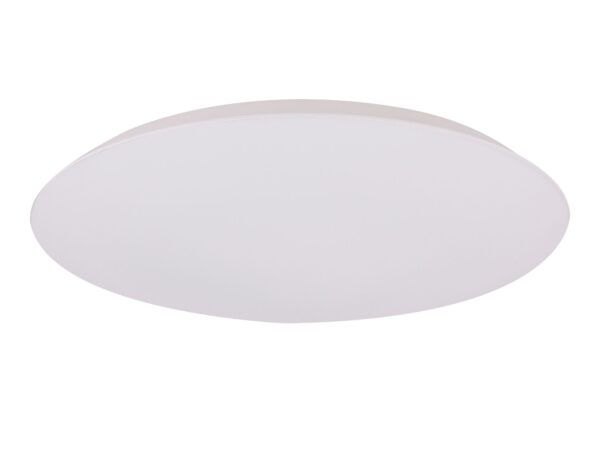 Biały okrągły plafon LED Lavitia z płaskim kloszem o średnicy 38 cm