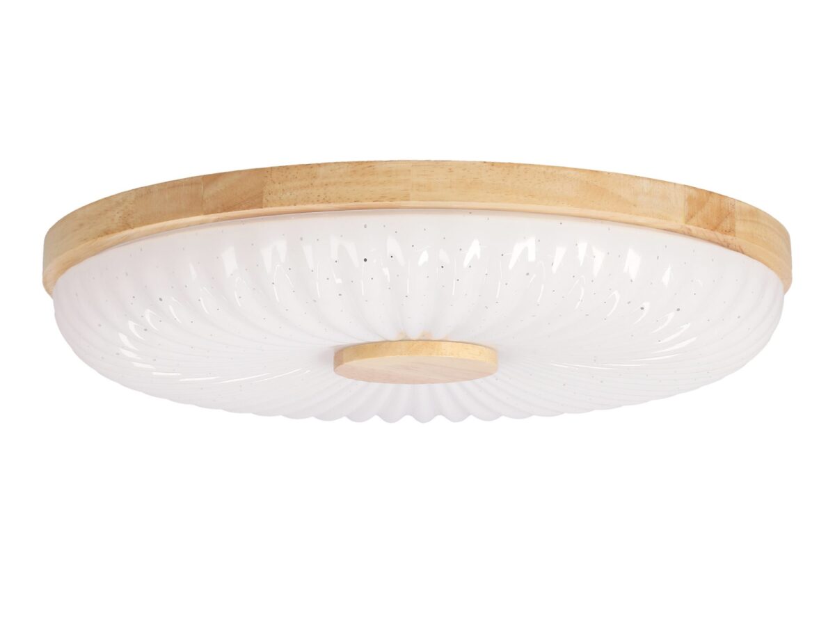 Plafon LED Lavometa z drewnianą obręczą 38 cm biały i drewniany