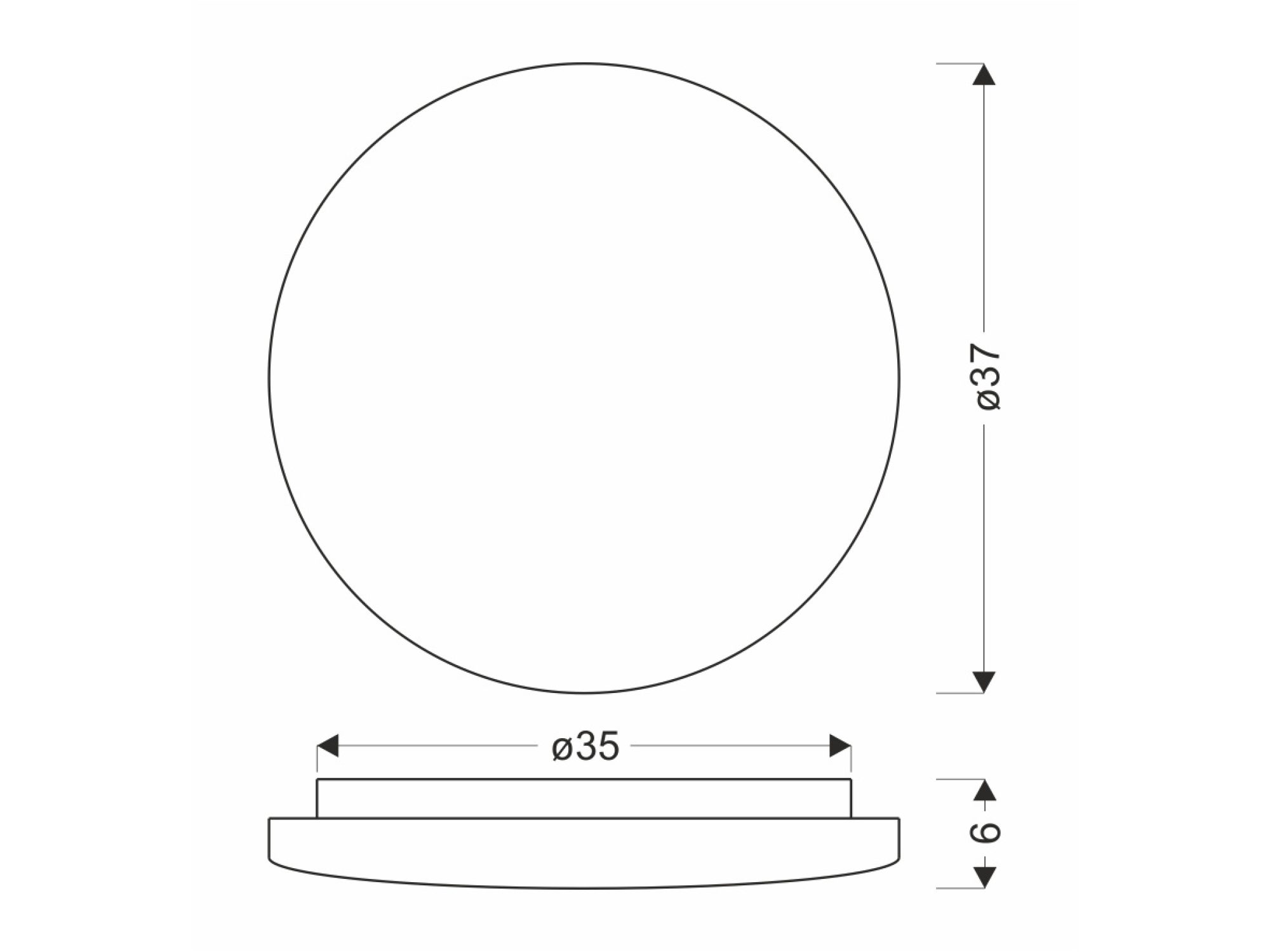Plafon Mirolio 37 cm diagram wymiarowy wysokość 6 cm