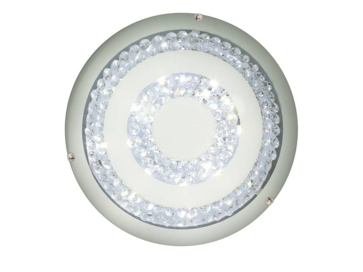 Plafon LED Novetena 40 cm biały z kryształkami 4000 K