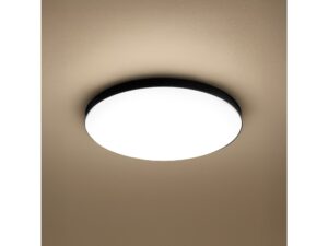 Miniaturka 3 - Czarny plafon LED 18 W z białym dyfuzorem świecący na suficie
