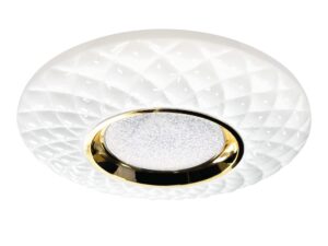 Miniaturka 1 - Złoty wariant plafonu Olarino LED o średnicy 40 cm na białym tle