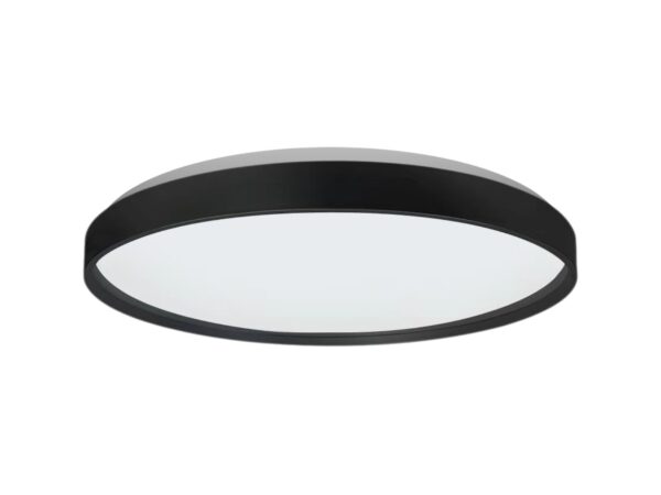 Okrągła czarna plafoniera LED Peridino RGBW 39 cm na białym tle