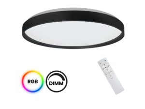 Miniaturka 1 - Plafon LED Peridino RGBW z pilotem i oznaczeniami funkcji zmiany barw oraz ściemniania