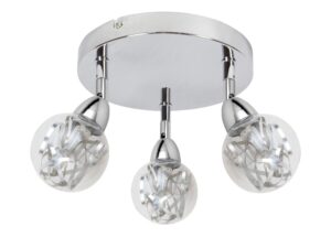 Miniaturka 2 - Plafon LED Telesela z trzema regulowanymi kloszami przezroczystymi w chromie