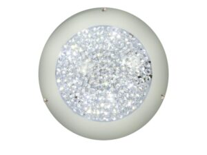 Miniaturka 7 - Plafon LED Terato z białym szklanym kloszem i kryształkami od spodu