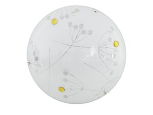 Miniaturka 2 - Plafon LED Vesadio 30 cm biały z bursztynowymi kryształkami i motywem gałązek na białym tle