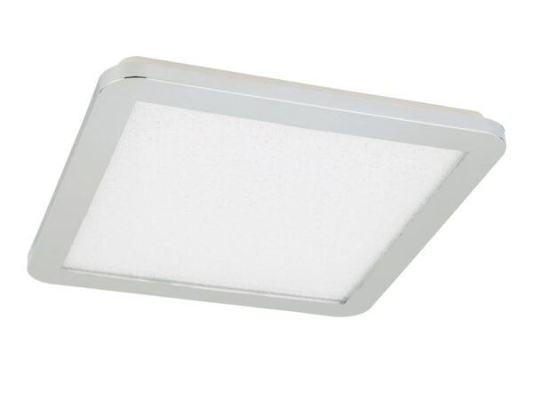 Kwadratowy plafon LED Zenidano chromowany 40 cm z jasnym kloszem Granilla