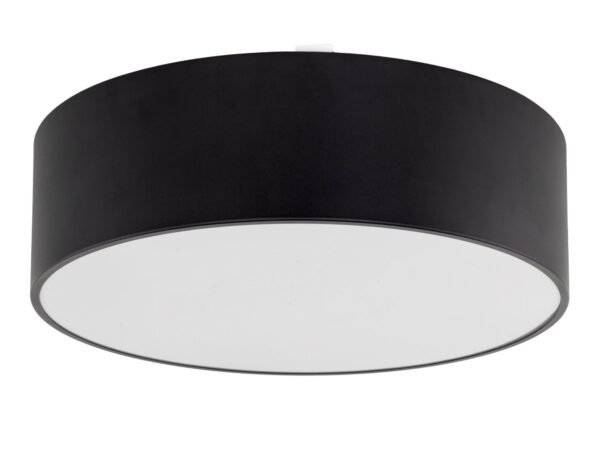 Plafon Livo M 40 cm IP54 czarny z białą przesłoną na białym tle