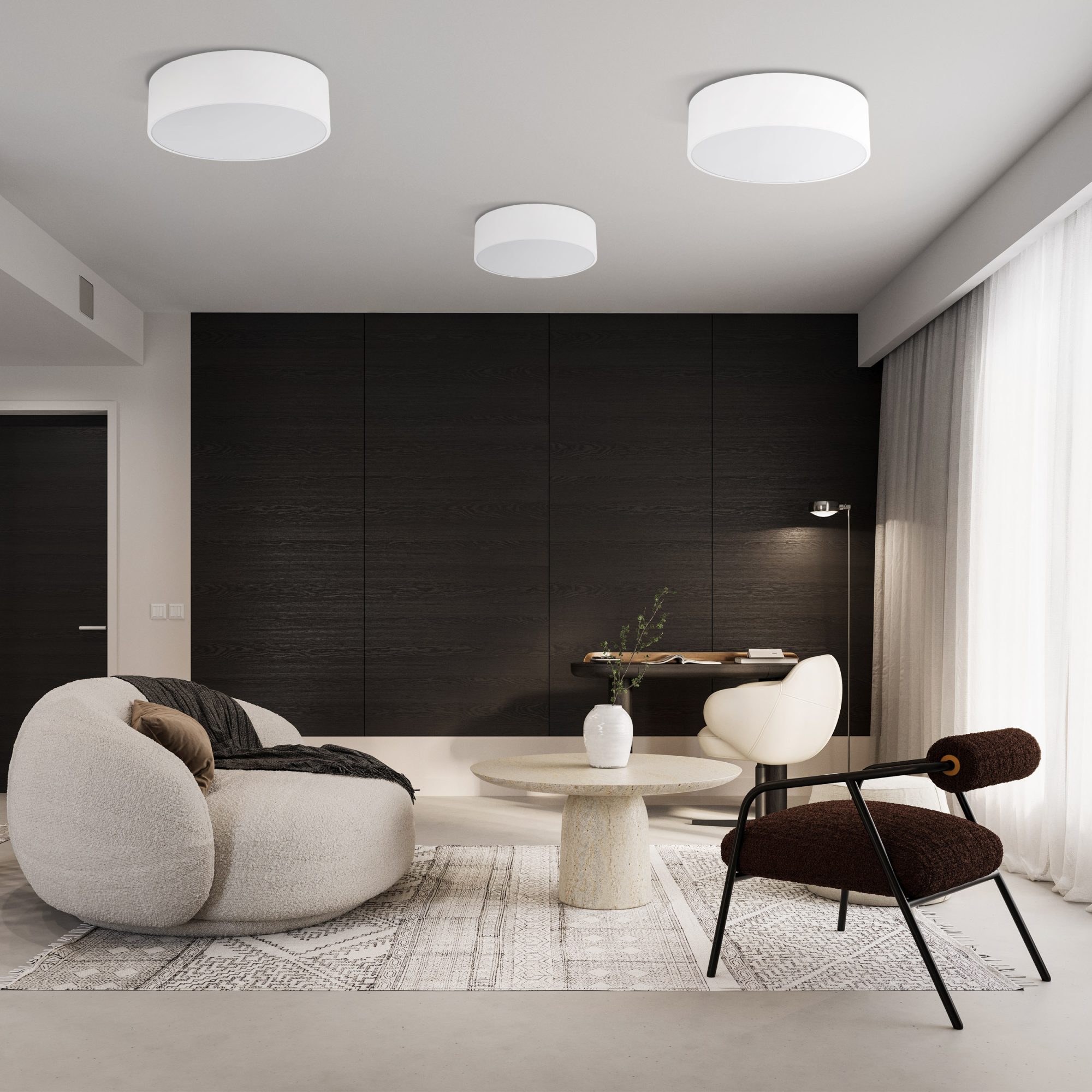 Biała lampa Livo S IP54 30 cm w aranżacji wnętrza